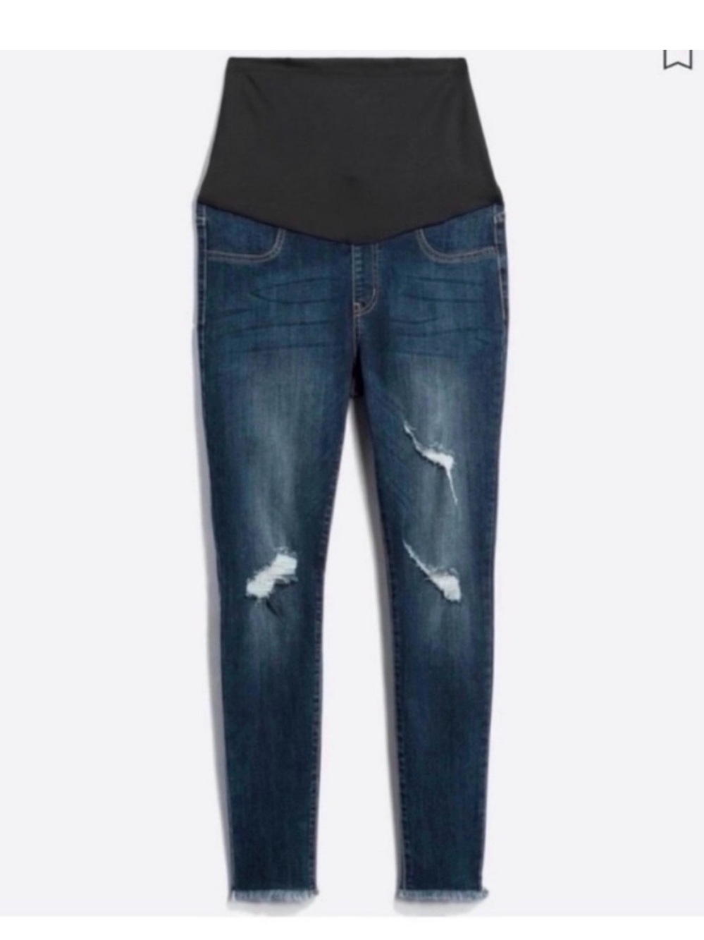 Just USA Maternity Skinny Jeans Size 29 Over Belly Panel Distressed Dark Wash